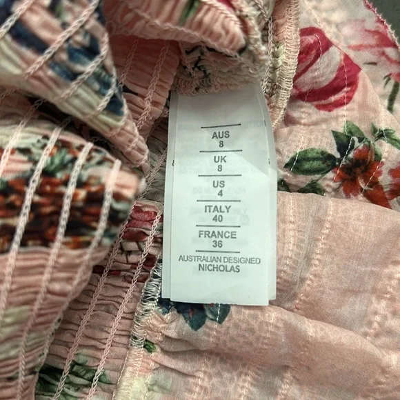 Nicholas Lilac Floral Shirred Crop Top Size 4 Small - Picture 11 of 12